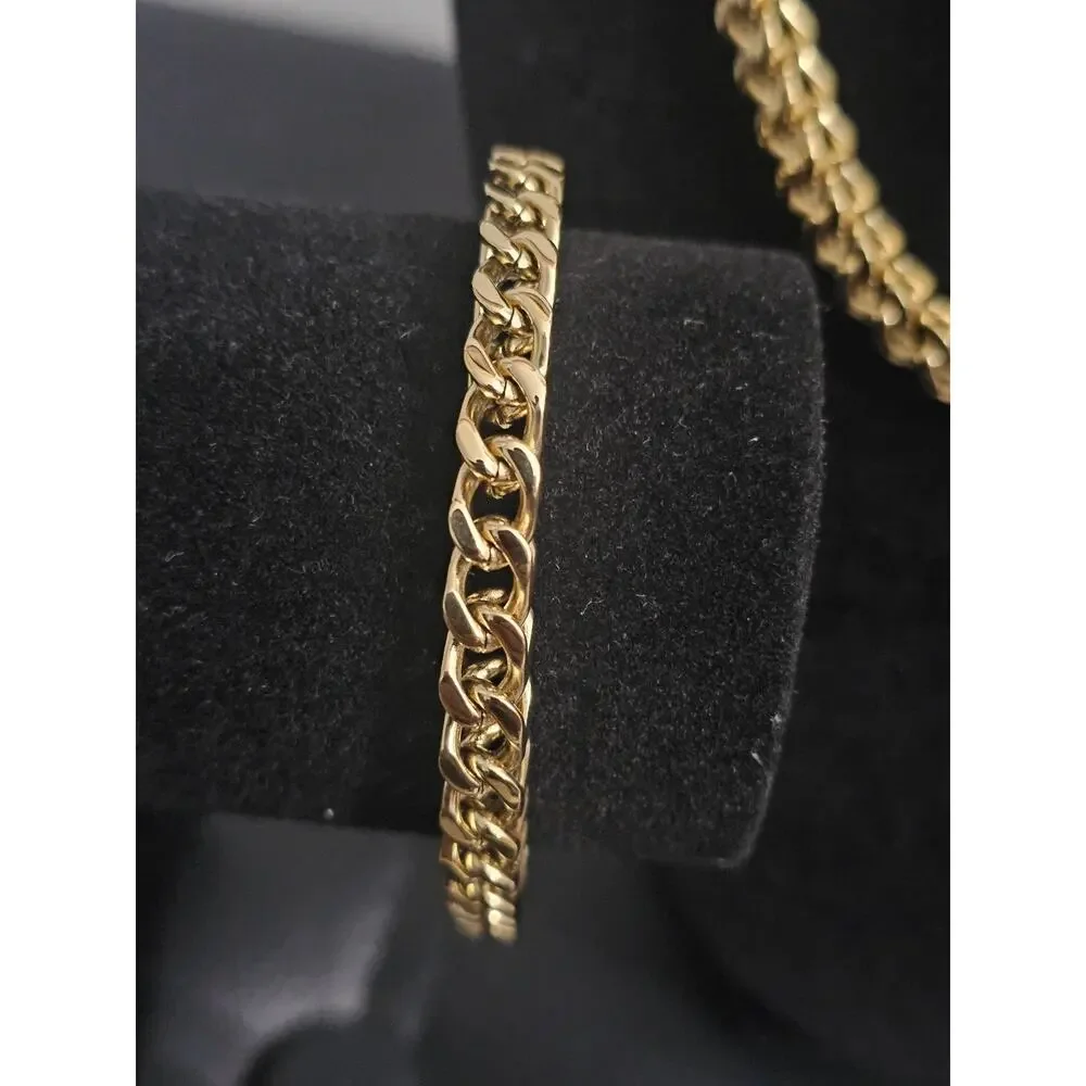 Combo 6mm 18in.chain & 8in bracelet Gold-Plated Stainless Steel box design